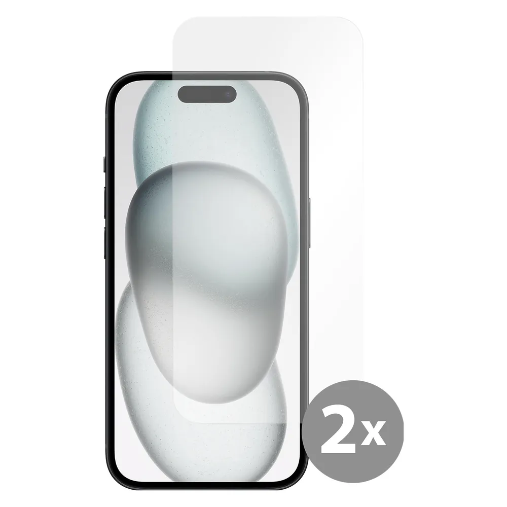 Cazy Schutzglass Kompatibel mit iPhone 15 Tempered Glass Hülle Kompatibel - Transparant - 2 Stück