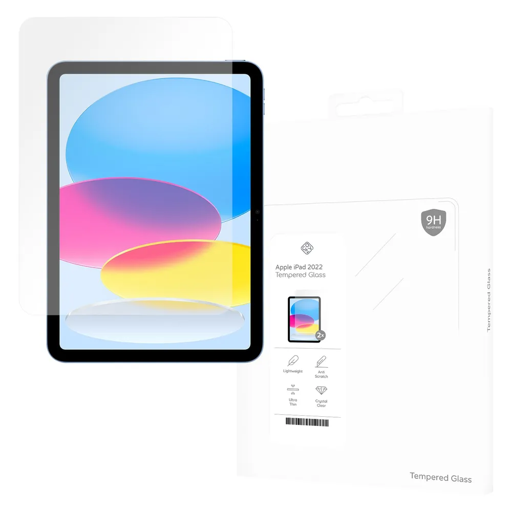 Cazy Schutzglass Kompatibel mit iPad 2022 (10th Gen) - Displayschutz Tempered Glass - Transparant - 2 (2 Stk.