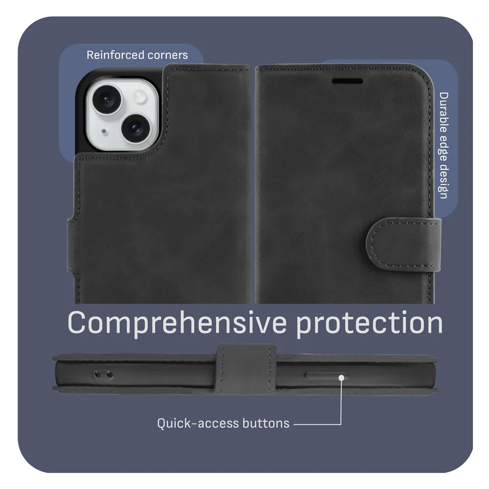 Cazy Premium-Geldbörsen-Etui für iPhone 14 Plus, Magnetisches Geldbörsen-Etui, Kartenfächer, Ständer -