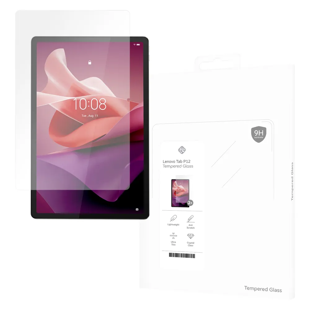 Cazy Schutzglass Kompatibel mit Lenovo Tab P12 - Displayschutz Tempered Glass - Transparant - 2 Stück