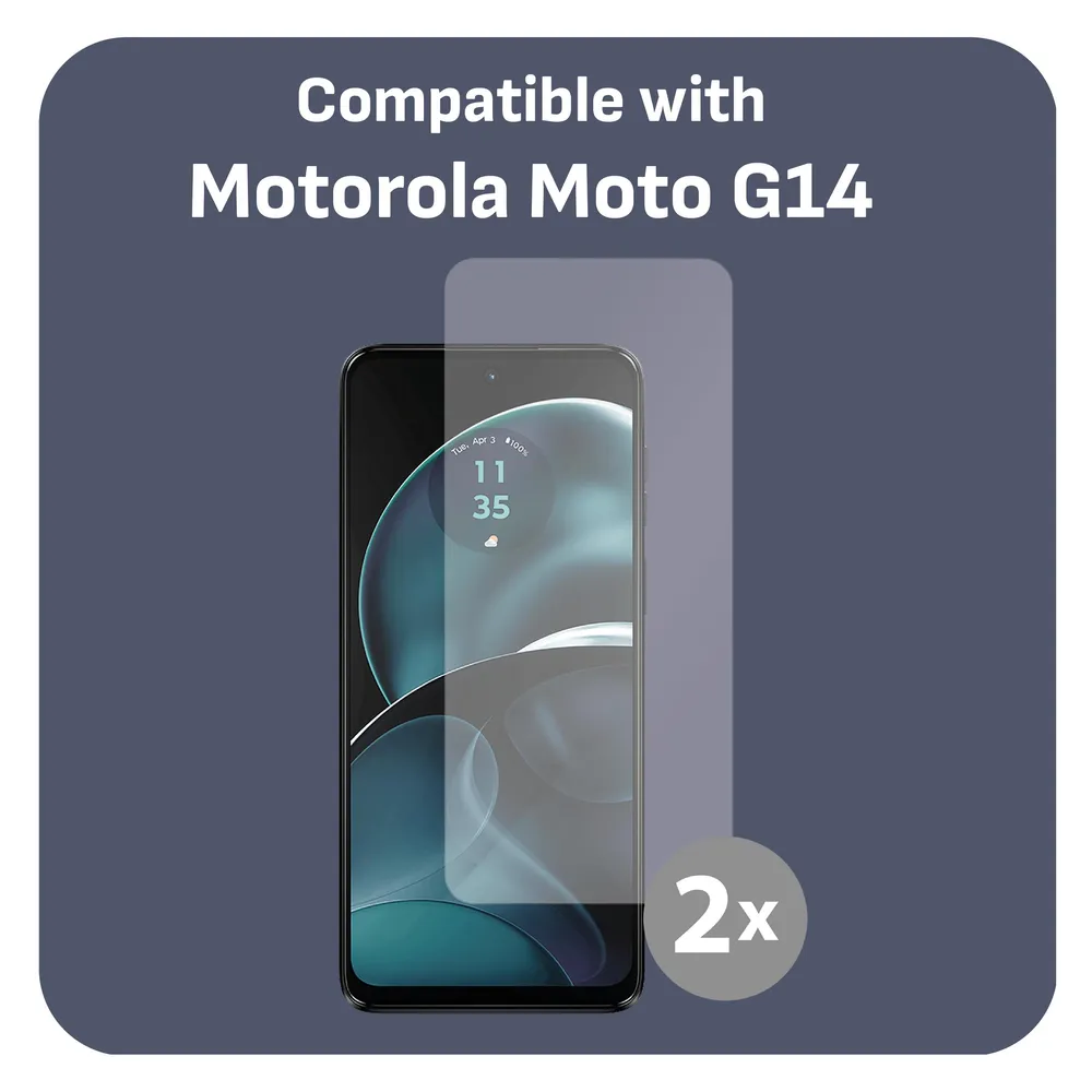 Cazy Schutzglass Kompatibel mit Motorola Moto G14 Tempered Glass Hülle Kompatibel - Transparant - 2 Stück