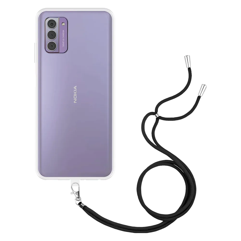 Cazy Handykette Hülle Kompatibel mit Nokia G42 - Silikon Handyhülle mit Band Necklace Hülle - Transparant