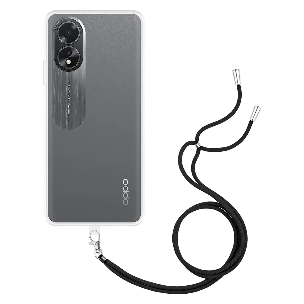 Cazy Handykette Hülle Kompatibel mit Oppo A38 - Silikon Handyhülle mit Band Necklace Hülle - Transparant