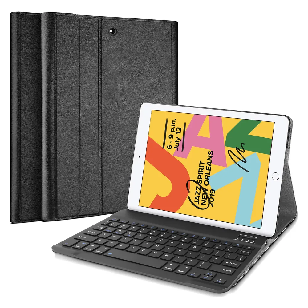 Cazy Tastatur Hülle Kompatibel mit iPad 2021 (9th Gen)/2020 (8th Gen)/iPad 2019 (7th Gen) - Schutz Etui (DE, Apple iPad 2019
