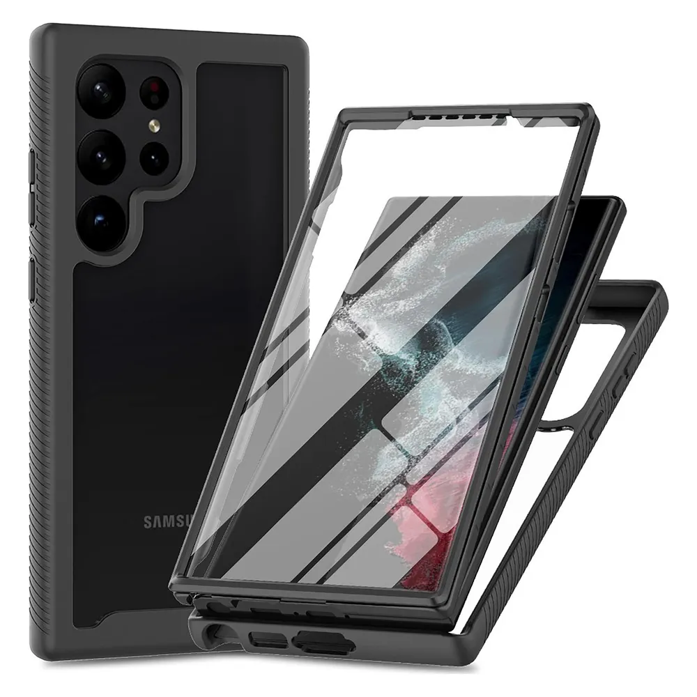 Cazy Schutzhülle Kompatibel mit Samsung Galaxy S24 Ultra - 360 Grad hulle mit Eingebautem Folien -