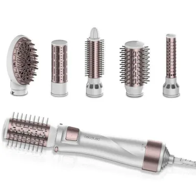 Warmluftbürste Cecotec Bamba CeramicCare 5in1 Pro 1000W Keramik Ionen 3 Temperaturstufen 5 Aufsätze Grau Roségold