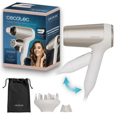 Haartrockner Cecotec IoniCare Power&Go Heaven Champagne 2400W Ionen faltbar Diffusor Kaltluft