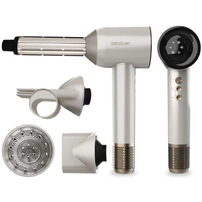 Föhn Bürste Cecotec DryGlam Waves 1600W Ionen Brushless 4 Aufsätze Digitaldisplay Champagner