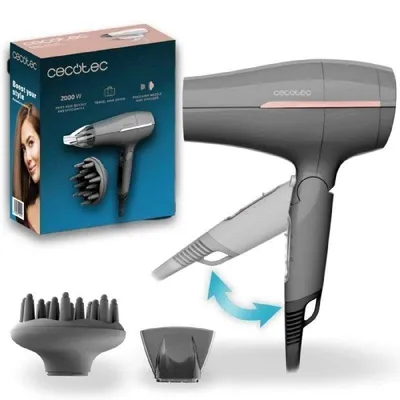 Ionen Föhn Cecotec IoniCare Power&Go Heaven Grey 2000W Temperaturstufen Geschwindigkeiten Zubehör Grau