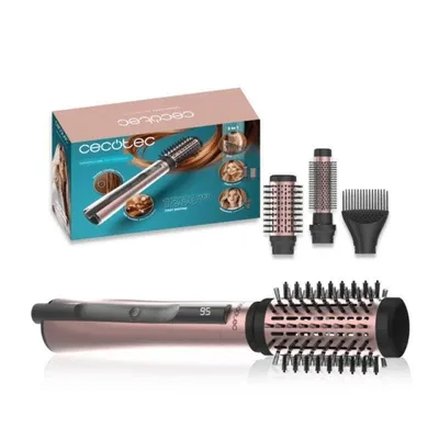 Warmluftbürste Cecotec CeramicCare 3in1 AirBrush 1200W Keramik Ionen 3 Temperaturstufen 3 Aufsätze Digitalanzeige Rosa