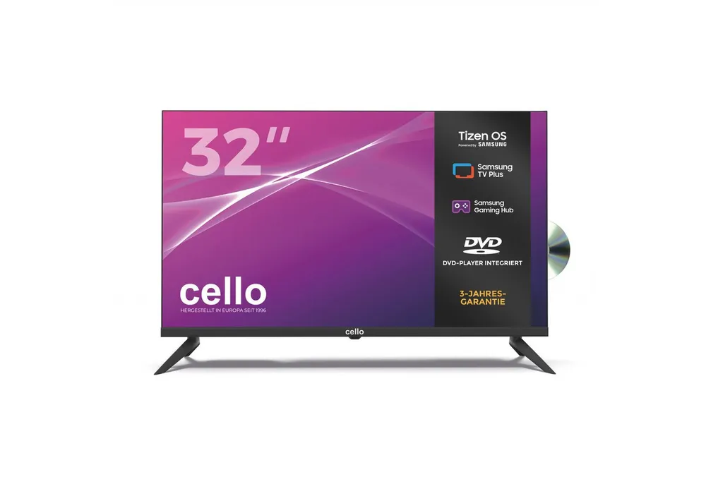 Cello C3226TZF LED-Fernseher (81 cm/32 Zoll, Full HD, Smart-TV, Tizen OS Smart TV, integrierter DVD‑Player, WLAN & Bluetooth)