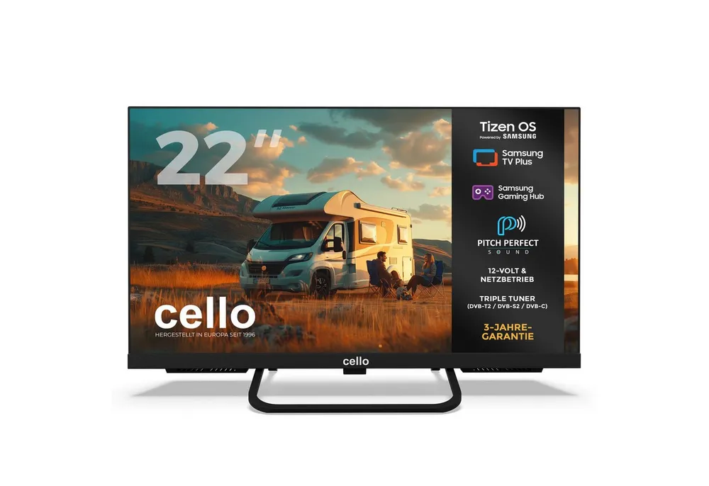 Cello CTrav-22TZ LED-Fernseher (55,88 cm/22 Zoll, Full HD, Smart-TV, Smart Tizen OS powered by Samsung, Pitch Perfect Sound)