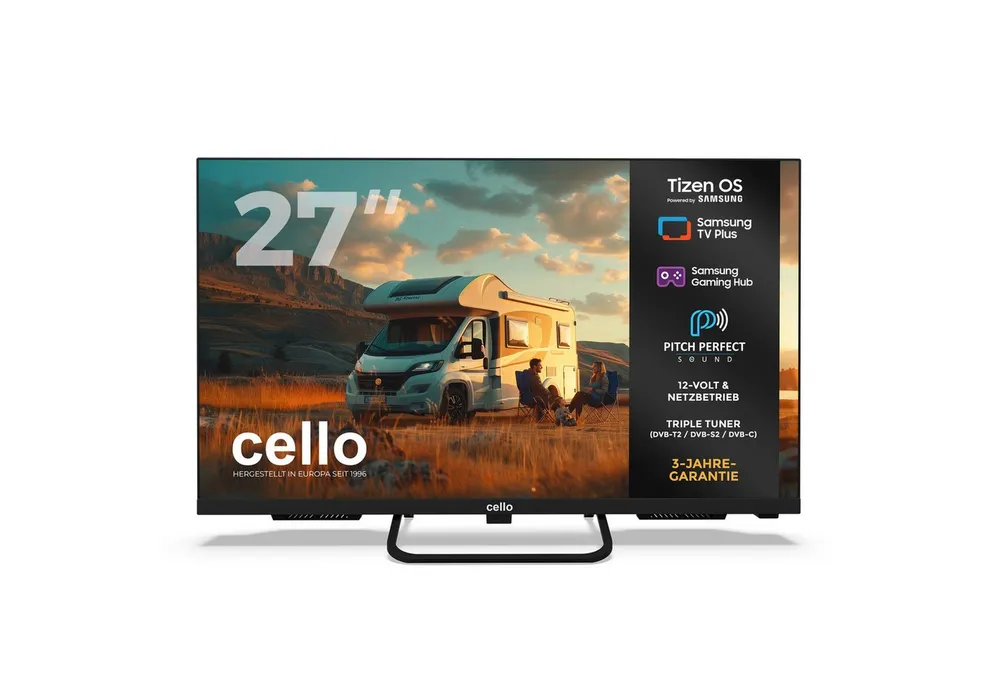 Cello CTrav-27TZ LED-Fernseher (68,5 cm/27 Zoll, Full HD, Smart‑TV, LAN, WLAN, Streaming‑Apps, Triple Tuner, Pitch Perfect Sound, Samsung Gaming Hub)