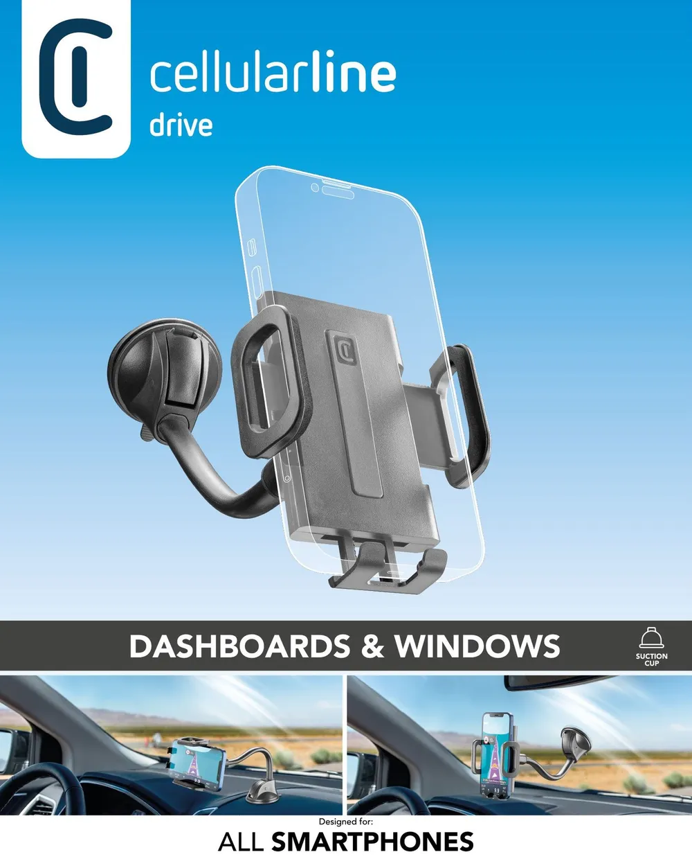 Cellular Line Car Holder Dualfix,4,5 -11,5 cm, schwarz (60054)