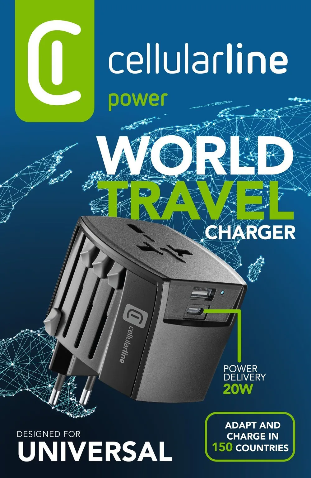 Dual Port World Travel Charger 20W Black (60473)