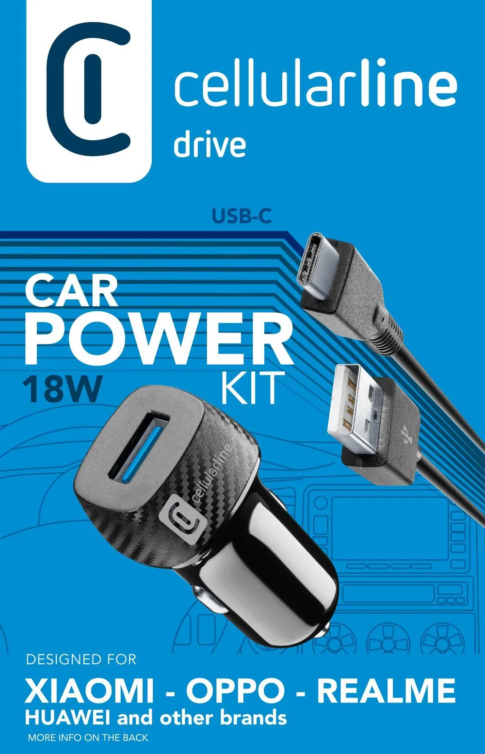 KFZ-Ladegerät Qualcomm 3.0 USB Car Charger Kit mit USB-Type-C Kabel, 18W (39238)