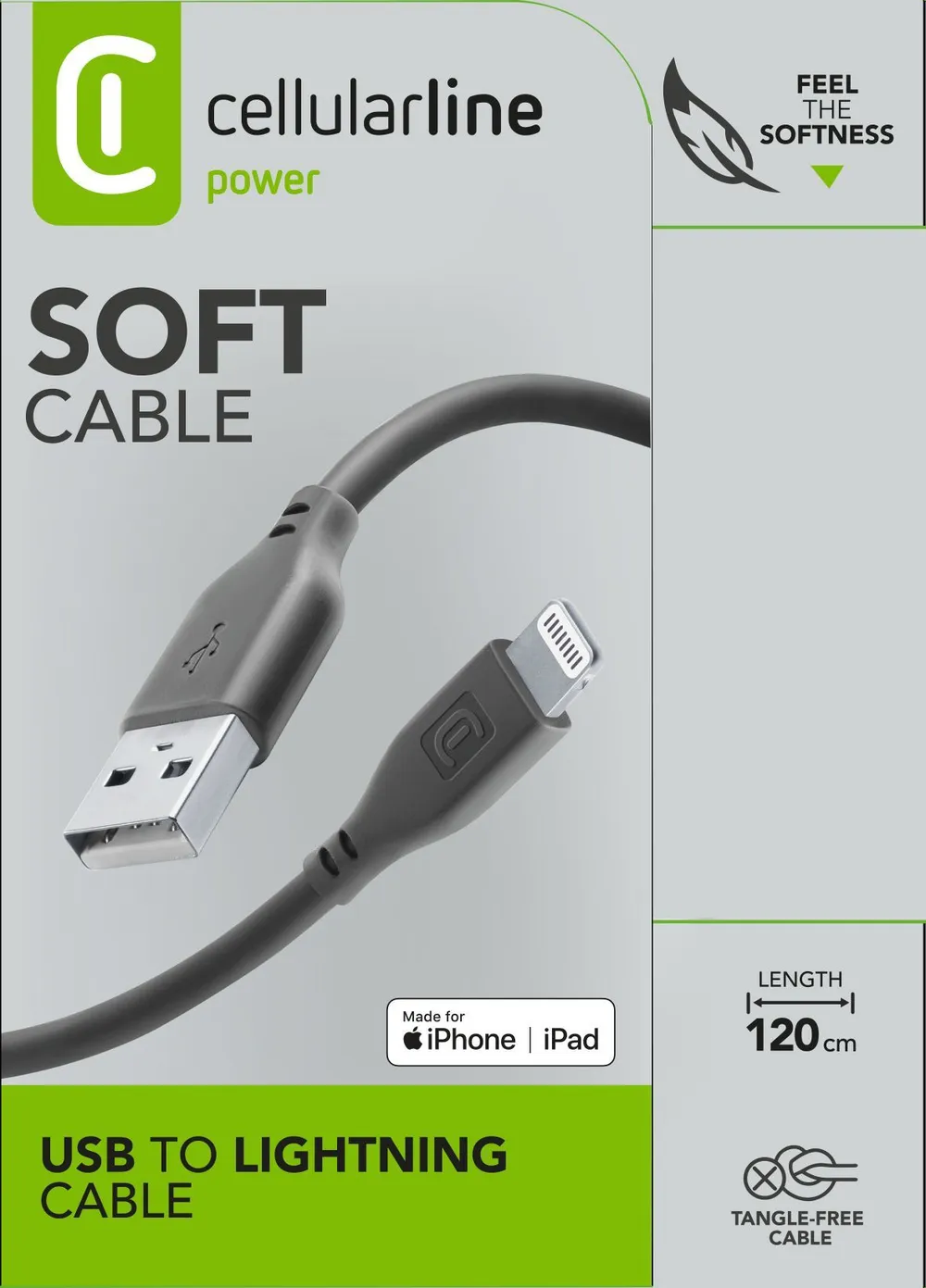 Soft Data Cable USB-A/ Lightning 1,2m Black (60192)