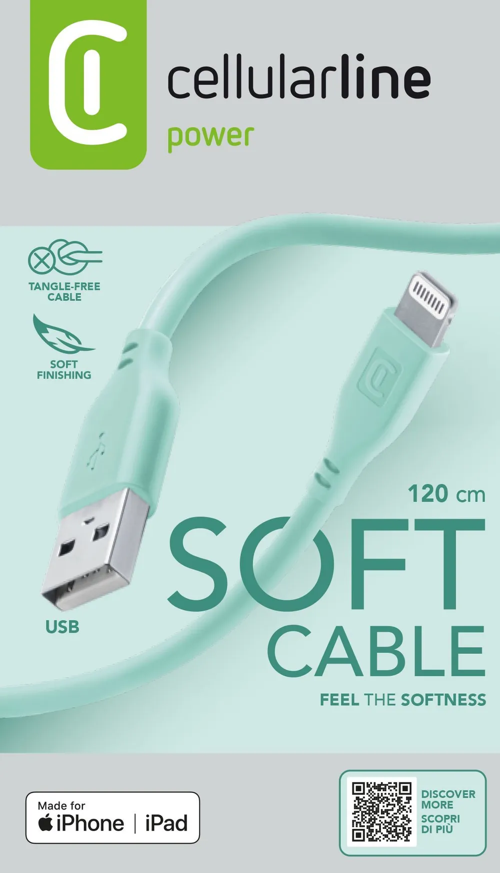 Soft Data Cable USB-A/ Lightning 1,2m Green (60301)