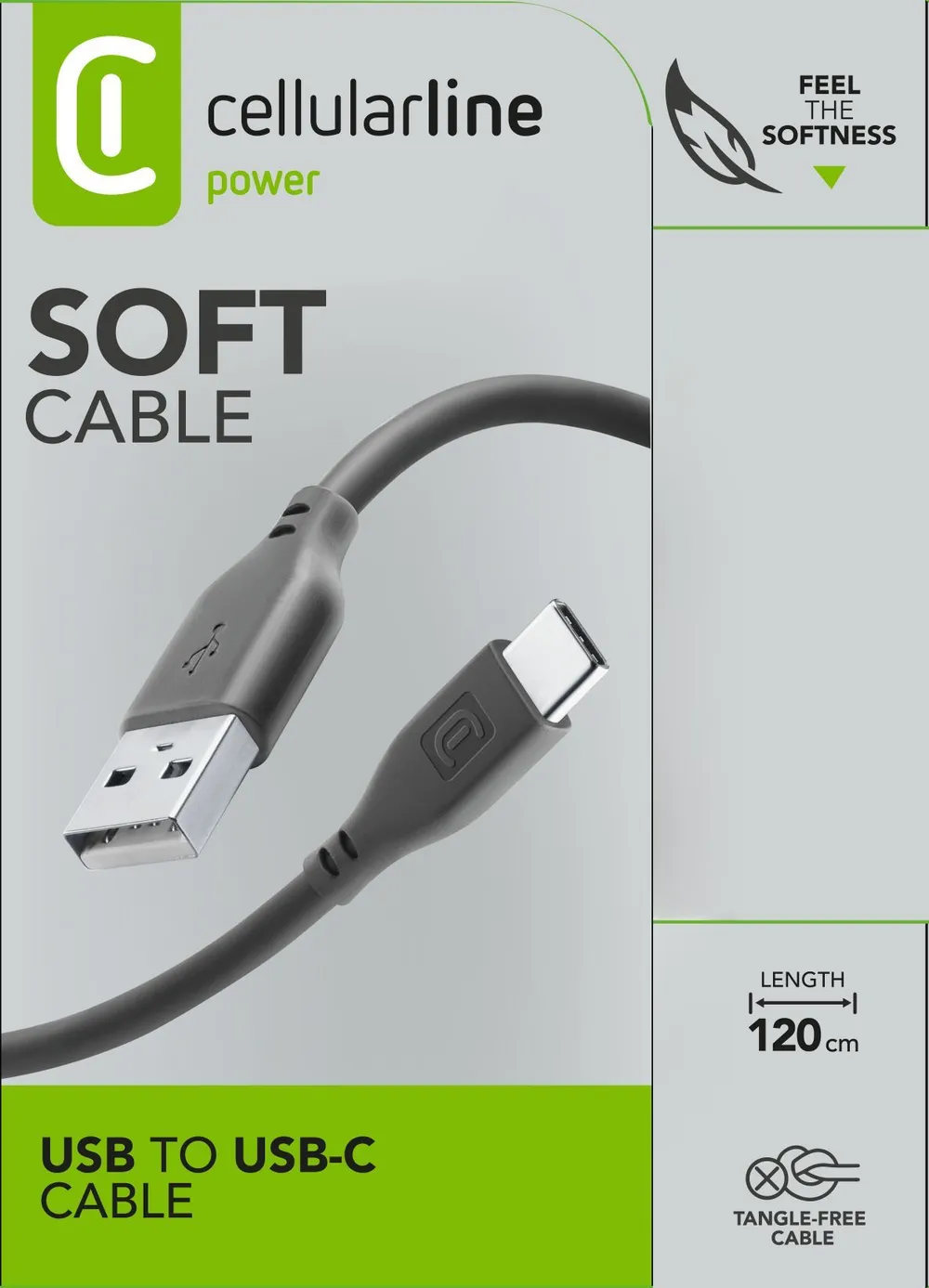 Soft Data Cable USB-A/ Typ-C 1,2m Black (60193)
