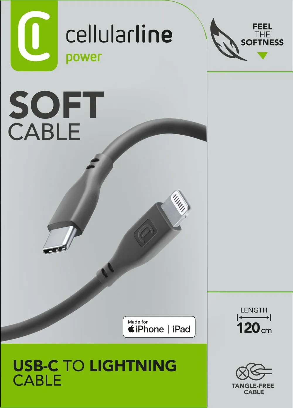 Soft Data Cable USB Typ-C/ Lightning 1,2m Black (60191)