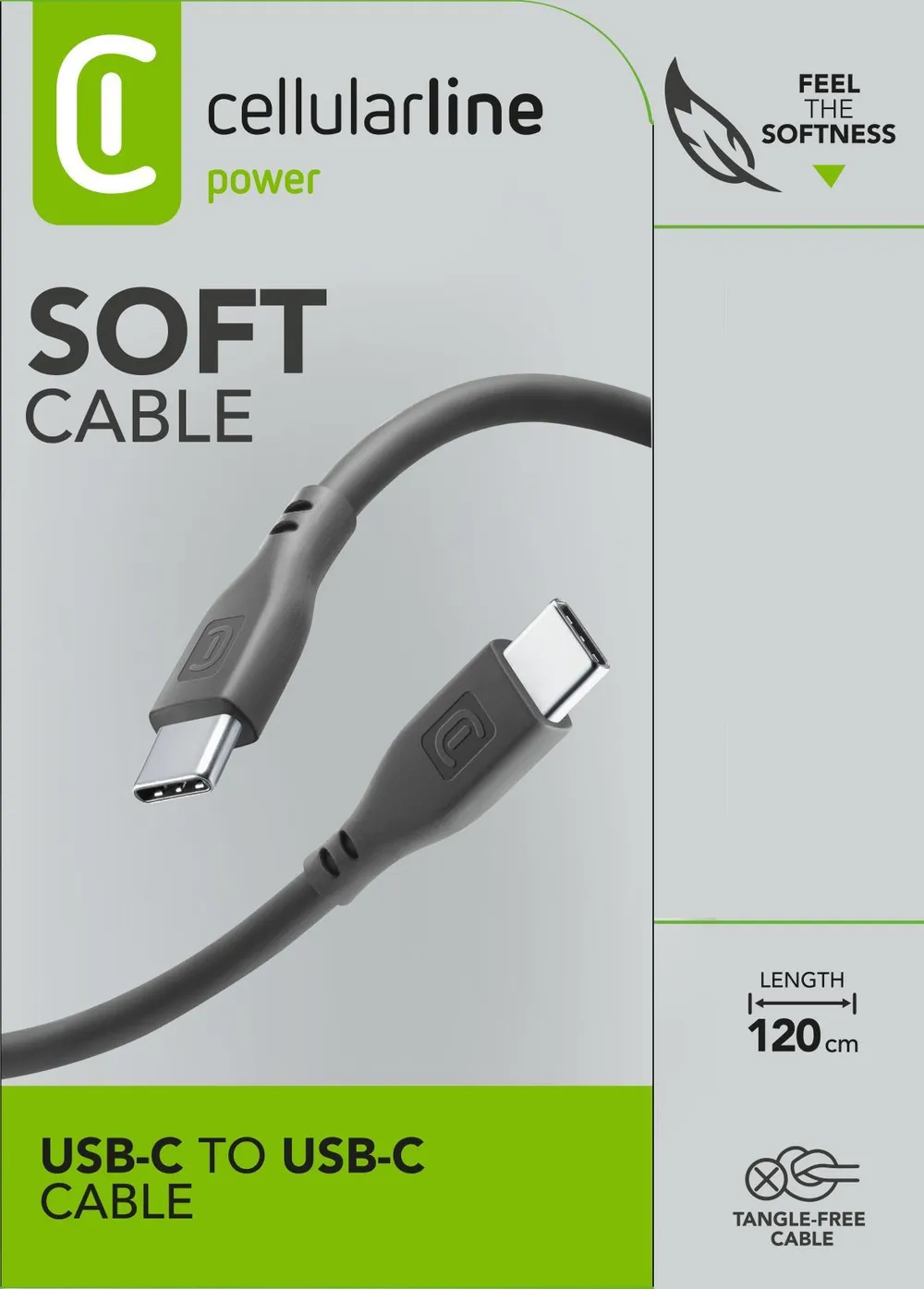 Soft Data Cable USB Typ-C/ Typ-C 1,2m Black (60190)