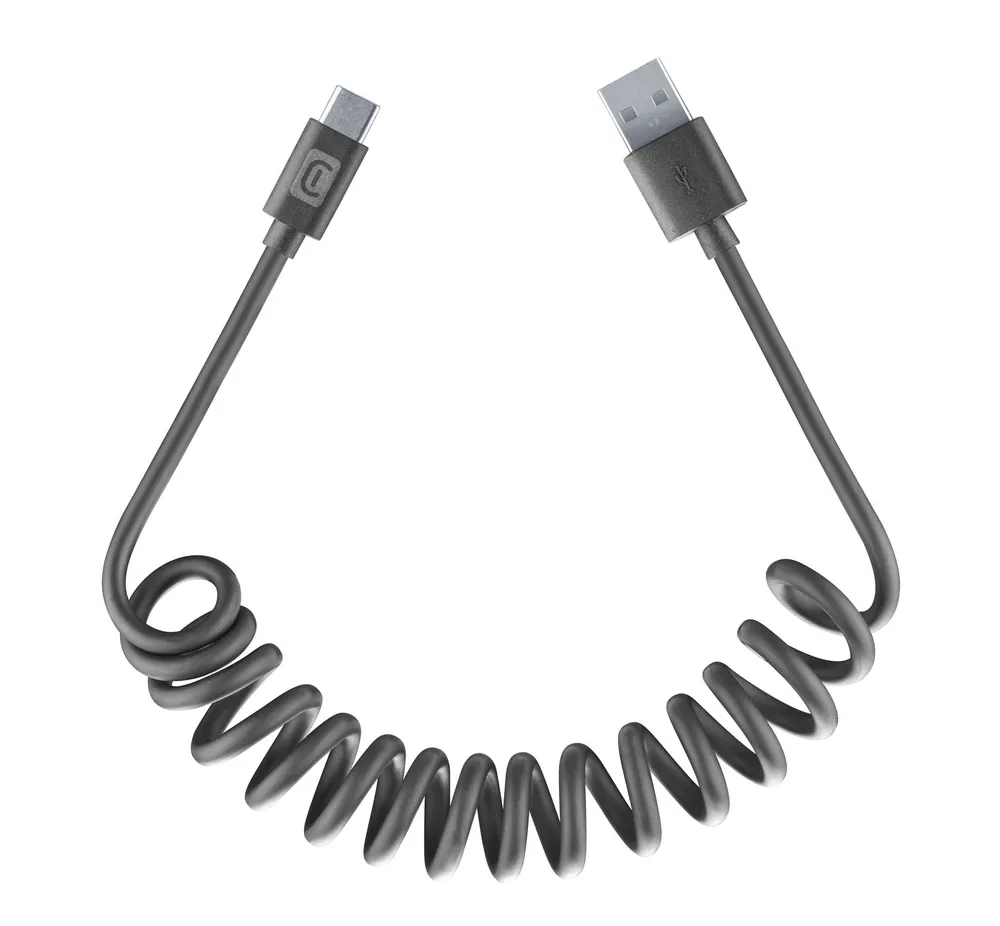 Spiral Data Cable 1,2 m USB-A/ Typ-C Black (61269)