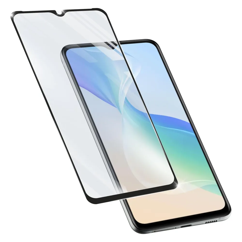 Cellularline Impact Glass Capsule - Vivo Y76 5G Edge-to-Edge gehärtetes Glas Schwarz, Tr