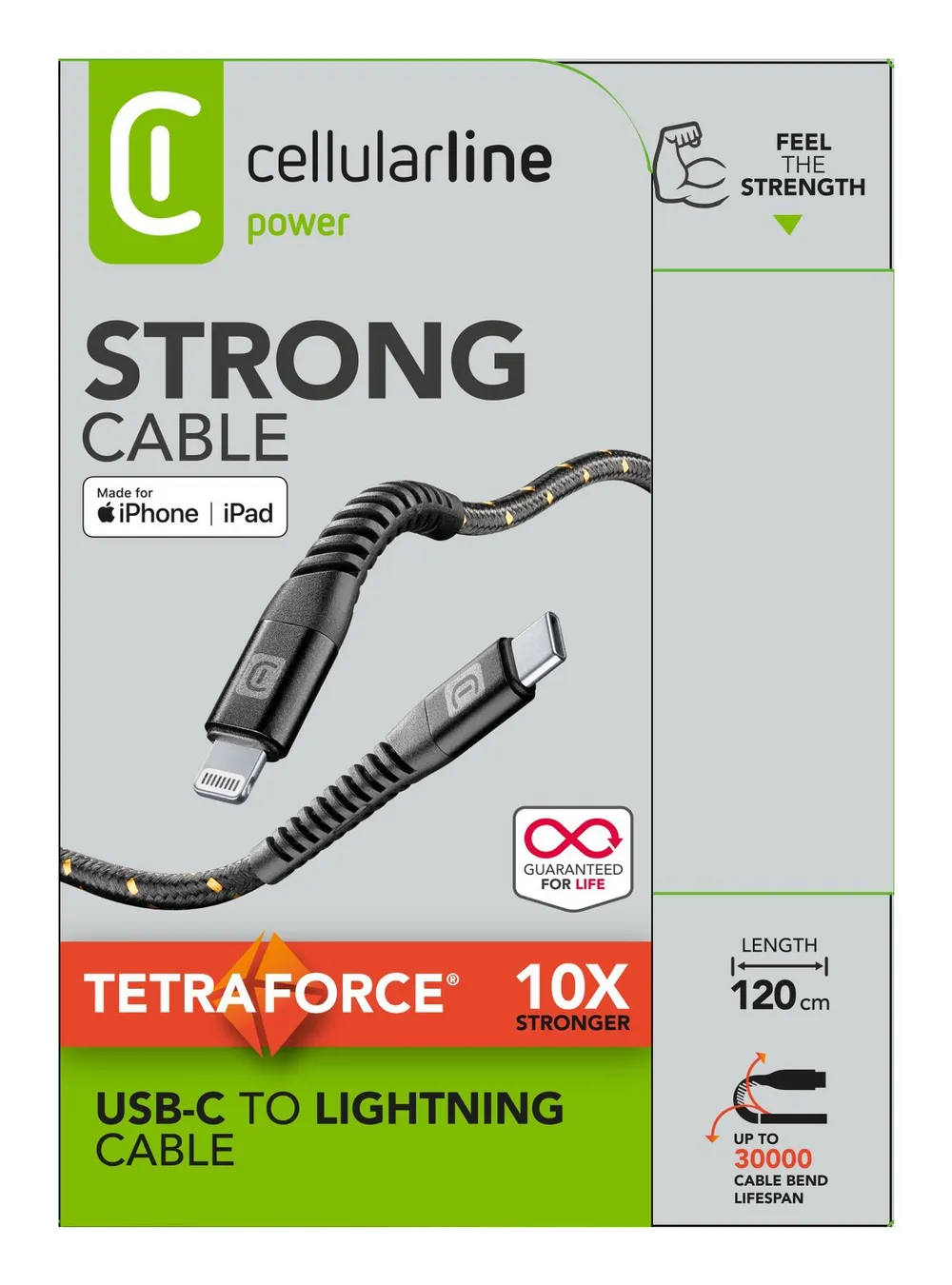 Tetraforce Data Cable Strong 1.2m USB Typ-C/ Apple Lightning Black (60007)