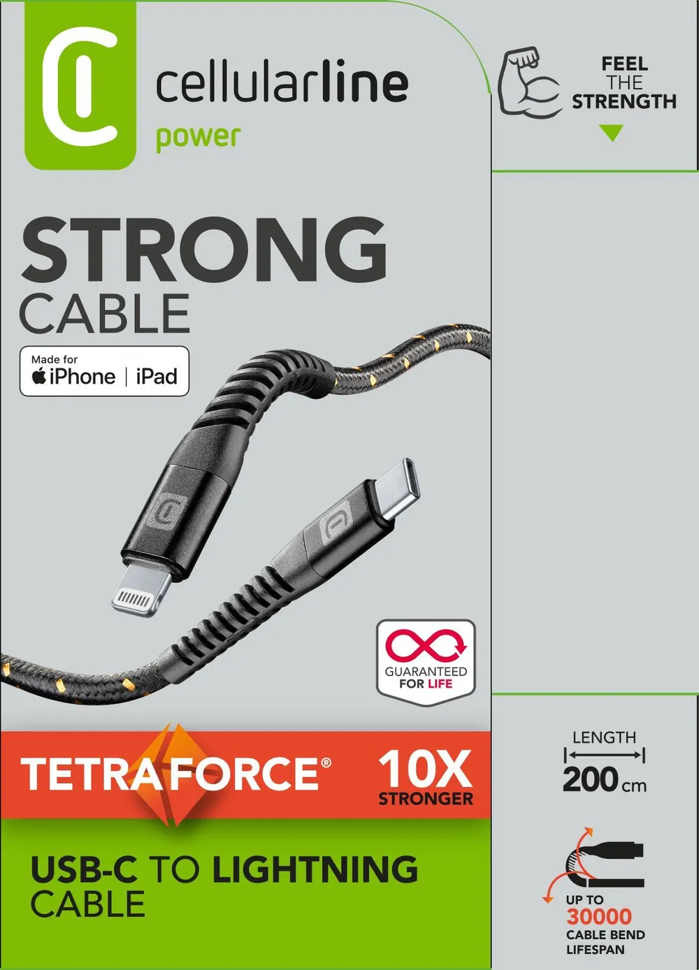 Tetraforce Data Cable Strong 2m USB Typ-C/ Apple Lightning Black (60280)
