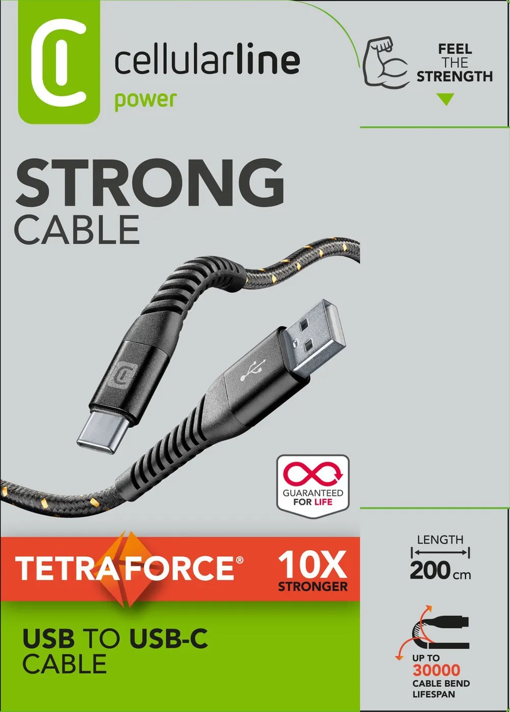 Tetraforce Data Cable Strong 2m USB-A/ Typ-C Black (60282)