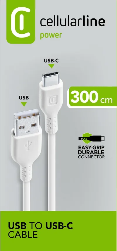 USB Cable Home XL, USB-C, Extralanges USB-Kabel mit einer Länge von 3 m, Weiß (60338)
