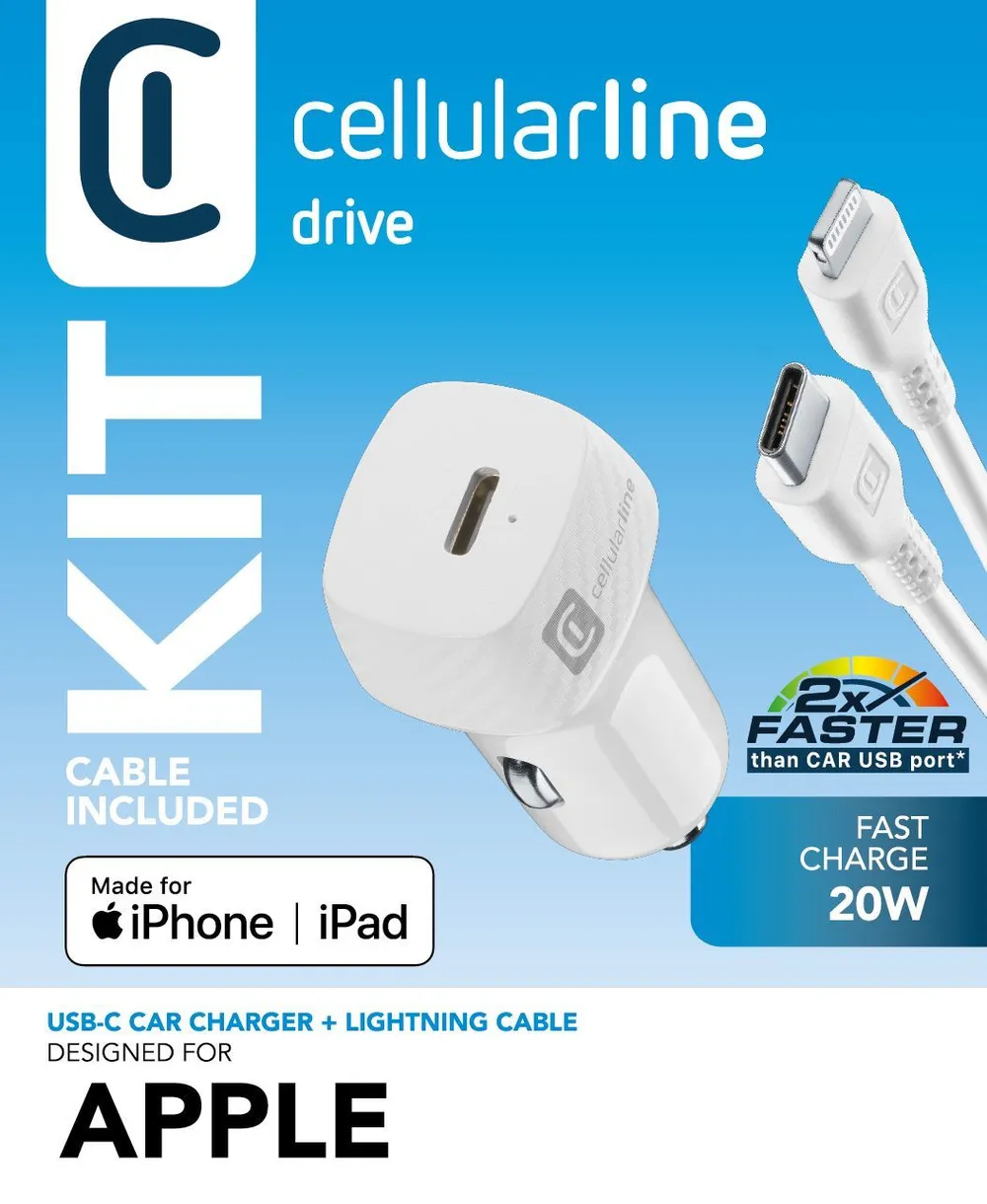 USB Car Charger Kit 20W Typ-C / Lightning White