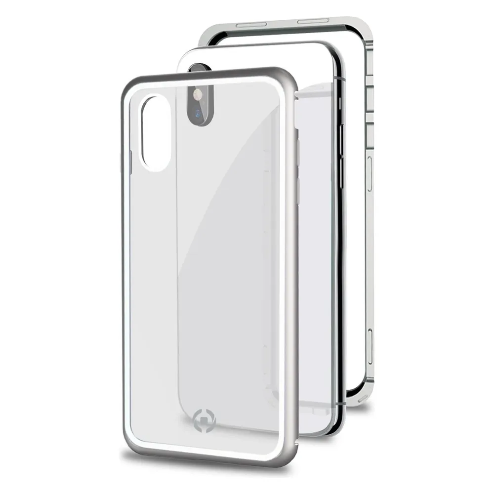 Celly Attraction - iPhone Xs/X Handyhülle 14,7 cm (5,8') Cover Silber, Transparent