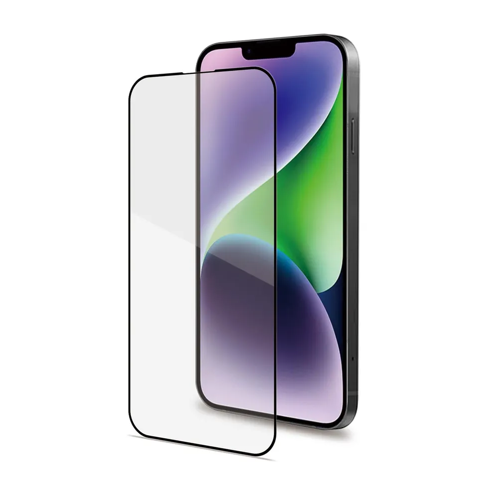 Display-Schutz Celly Fullglass für Apple iPhone 15 Plus, gehärtetes Glas 9H, schwarz transparent