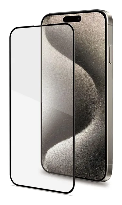 Display-Schutz Celly FullGlass für Apple iPhone 16, Gehärtetes Glas 9H, Schwarz/Transparent