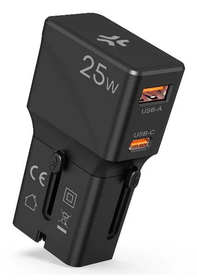 Ladegerät Celly MULTIPLUGSL25W USB-C und USB-A 25W Schwarz