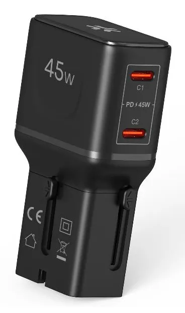 Ladegerät Celly MULTIPLUGSL45W 45W USB-C und USB-A Schnellladung Schwarz