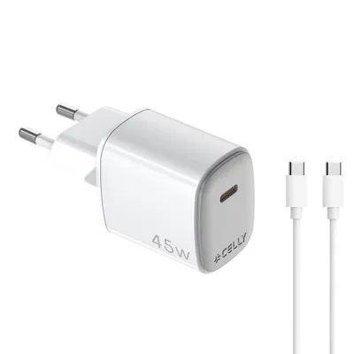 Ladegerät Celly UPTC1USBC45WCTC 45W USB-C GaN Innen Weiß 2 m