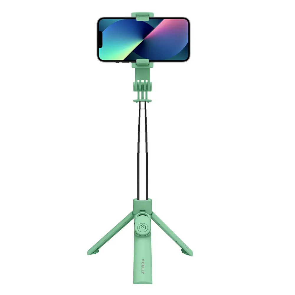 Selfie Stick Celly CLICKSFSTICKGN Bluetooth Grün bis 7" Smartphone Stativ