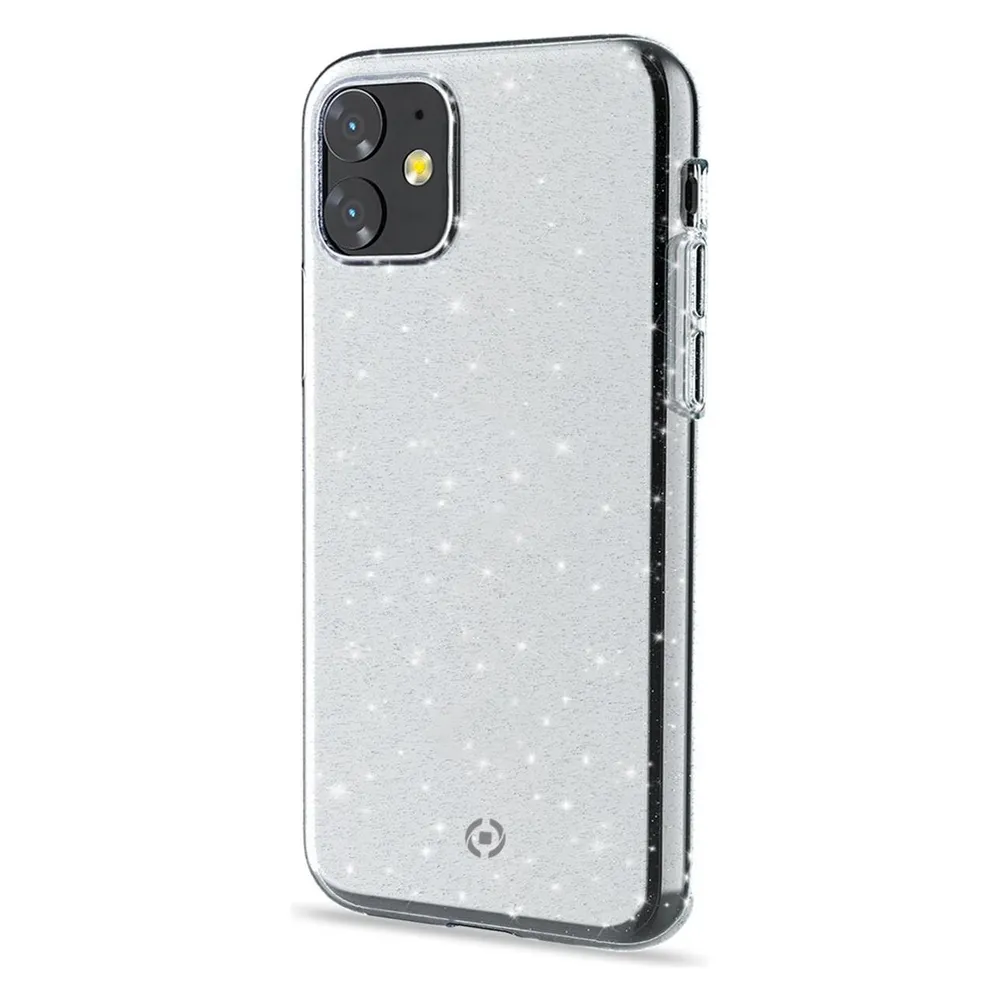 Celly Sparkle Handyhülle 15,5 cm (6,1') Cover Transparent, Weiss
