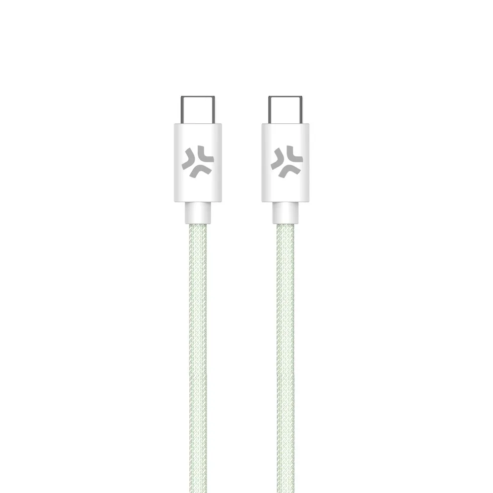 USB-C auf USB-C Kabel Celly Geflochten 1,5 m Grün/Weiß