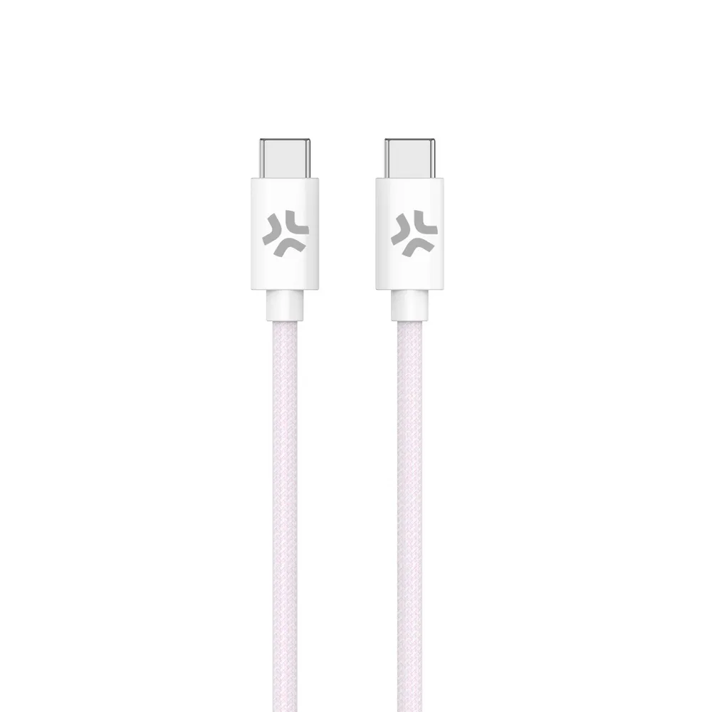 USB-C Kabel CELLY USBCUSBCCOTTPK 1,5 m geflochten rosa weiß