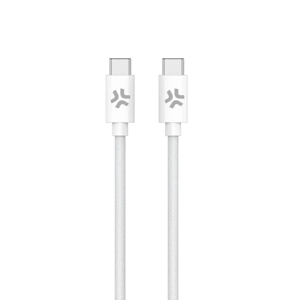USB-C auf USB-C Kabel CELLY 1,5 m Geflochten Schnellladen 100W Weiß
