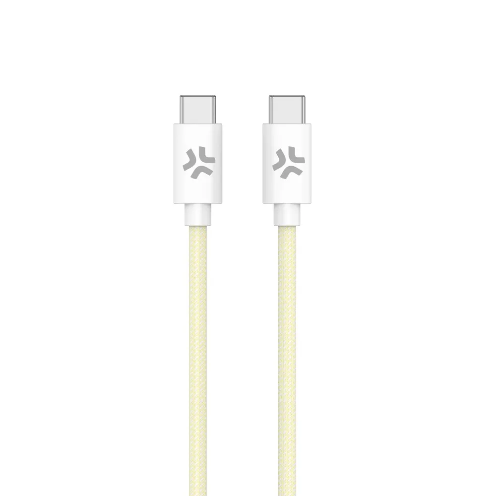 USB-C Kabel Celly 1,5 m Geflochten Schnellladen 100W Weiß Gelb