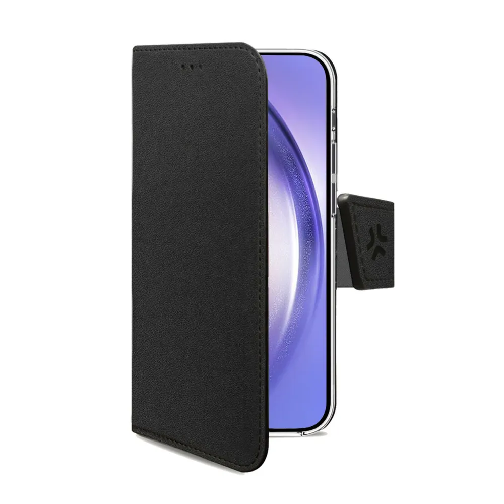 Funda para móvil Celly WALLY1064 Lederimitat Schwarz mit Ständer für Galaxy A55 5G