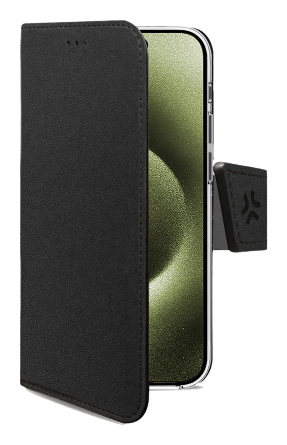 Funda para móvil Celly WALLY1078 Brieftasche Kunstleder Schwarz mit Ständer für iPhone 16