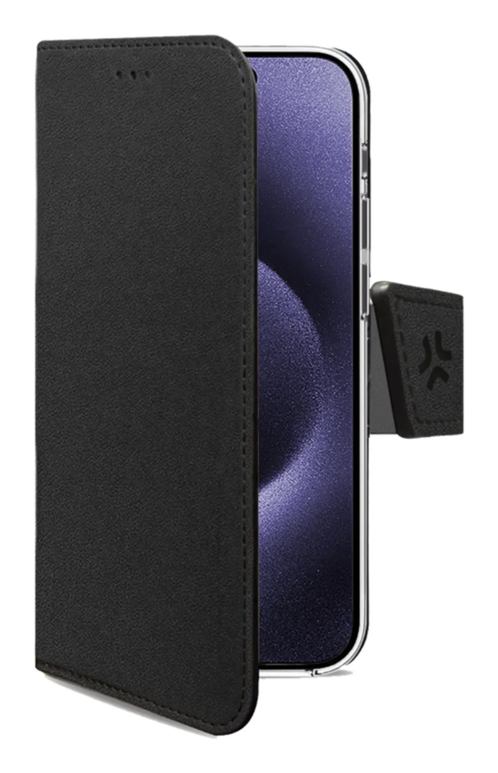 Funda para móvil Celly WALLY1081 Lederimitat Schwarz mit Ständer für iPhone 16 Pro Max