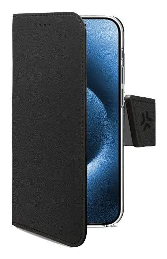Handyhülle Celly WALLYMAG Wallet Case Kunstleder Schwarz MagSafe für iPhone 17 Pro Max