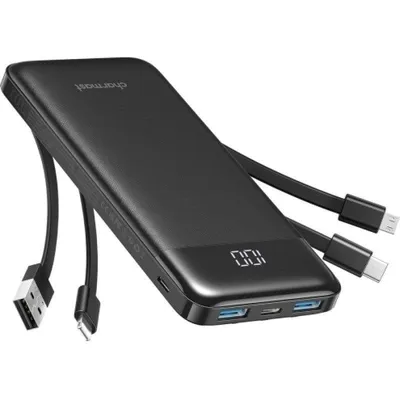 Charmast Power Bank W1148 10.000 mAh 4 Kabel 6 Ausgänge 3 Eingänge