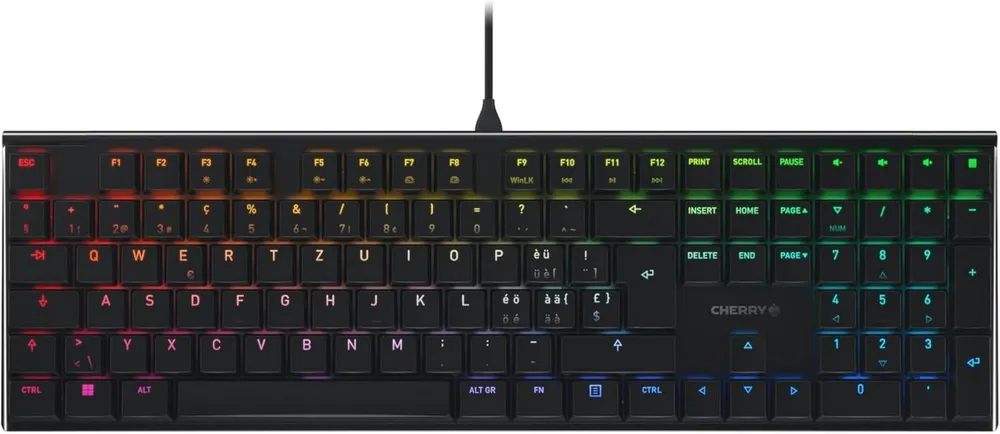 Cherry MX 10.0N RGB, Flache Mechanische, Gaming-Tastatur, Schweizer (QWERTZ) Gaming-Tastatur